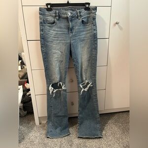American Eagle Outfitters Ripped Blue Flare Jeans